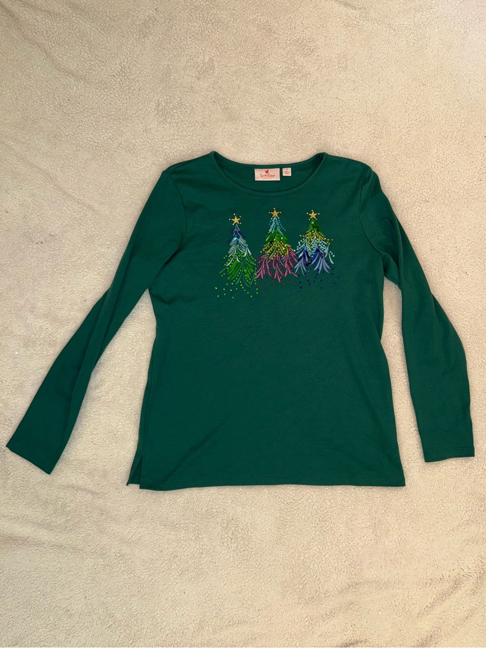 Green Christmas tree long sleeve lounge shirt size S